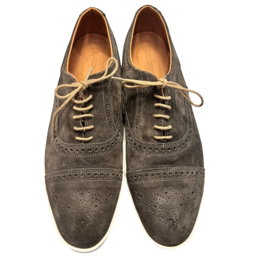 Allen Edmonds Strand Sz 11 Suede Sneakers Oxford Shoes Gray/Brown Casual Luxury